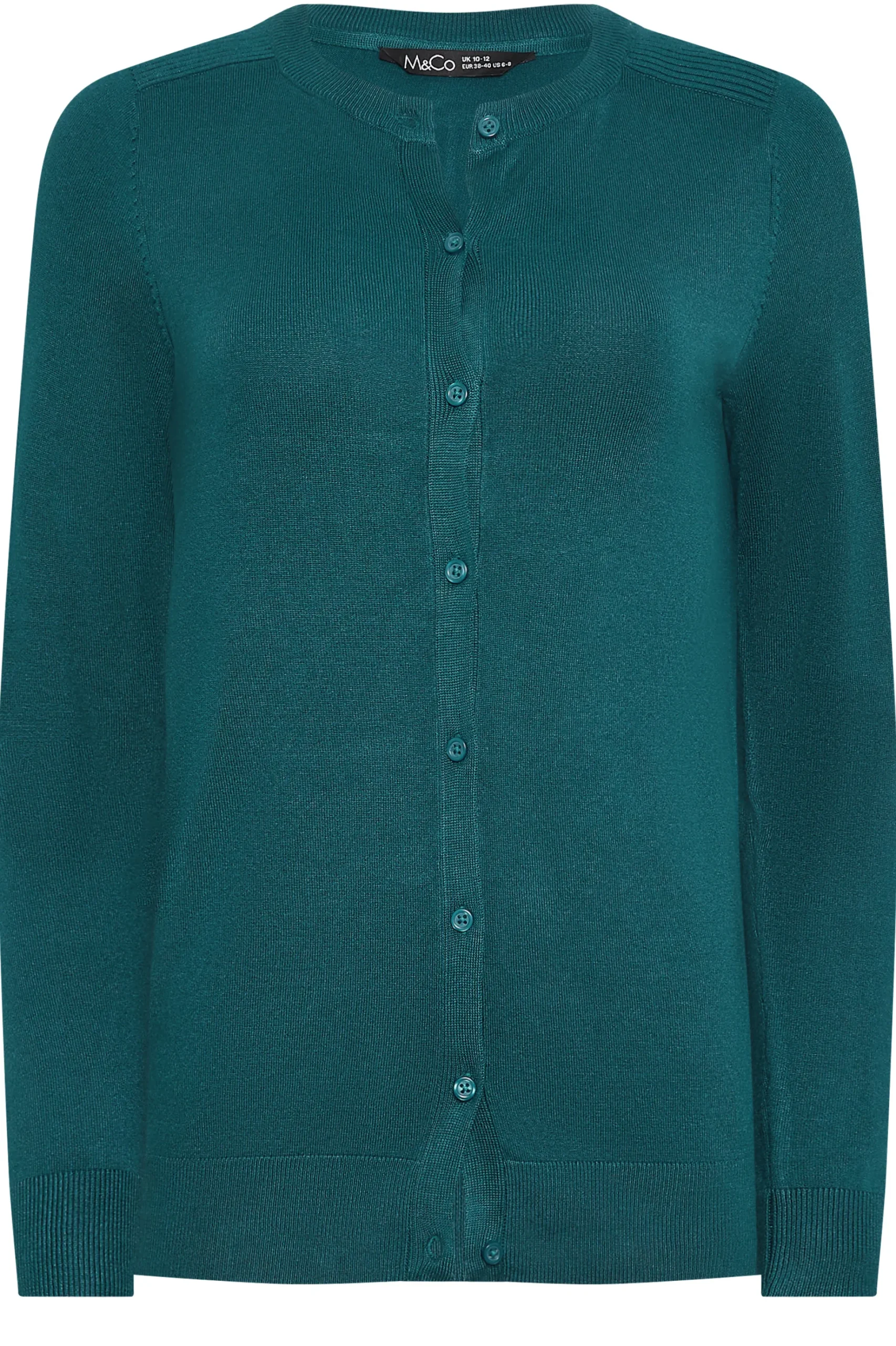 M&Co Womens M&Co Teal Green Ribbed Shoulder Cardigan