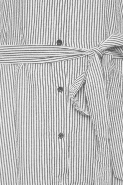 M&Co Womens M&Co White & Black Stripe Print Tie Waist Tunic Shirt Dress