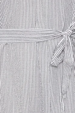 M&Co Womens M&Co White & Grey Stripe Print Tie Waist Tunic Dress