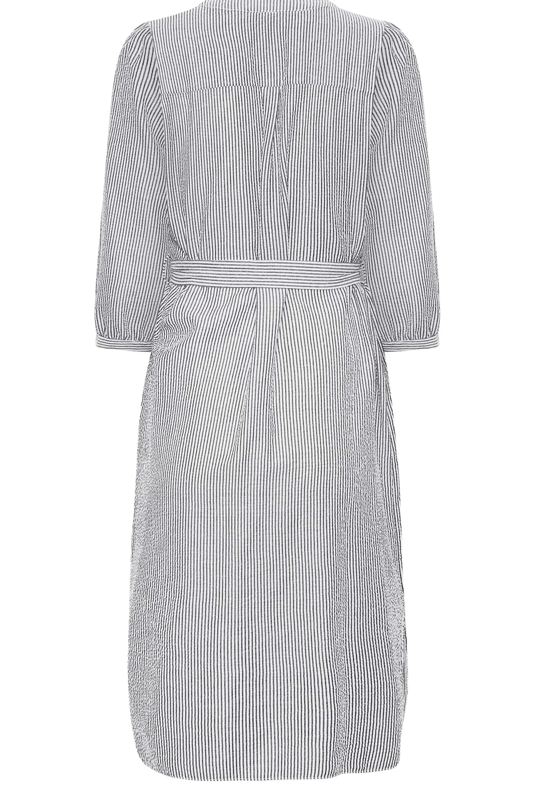 M&Co Womens M&Co White & Grey Stripe Print Tie Waist Tunic Dress