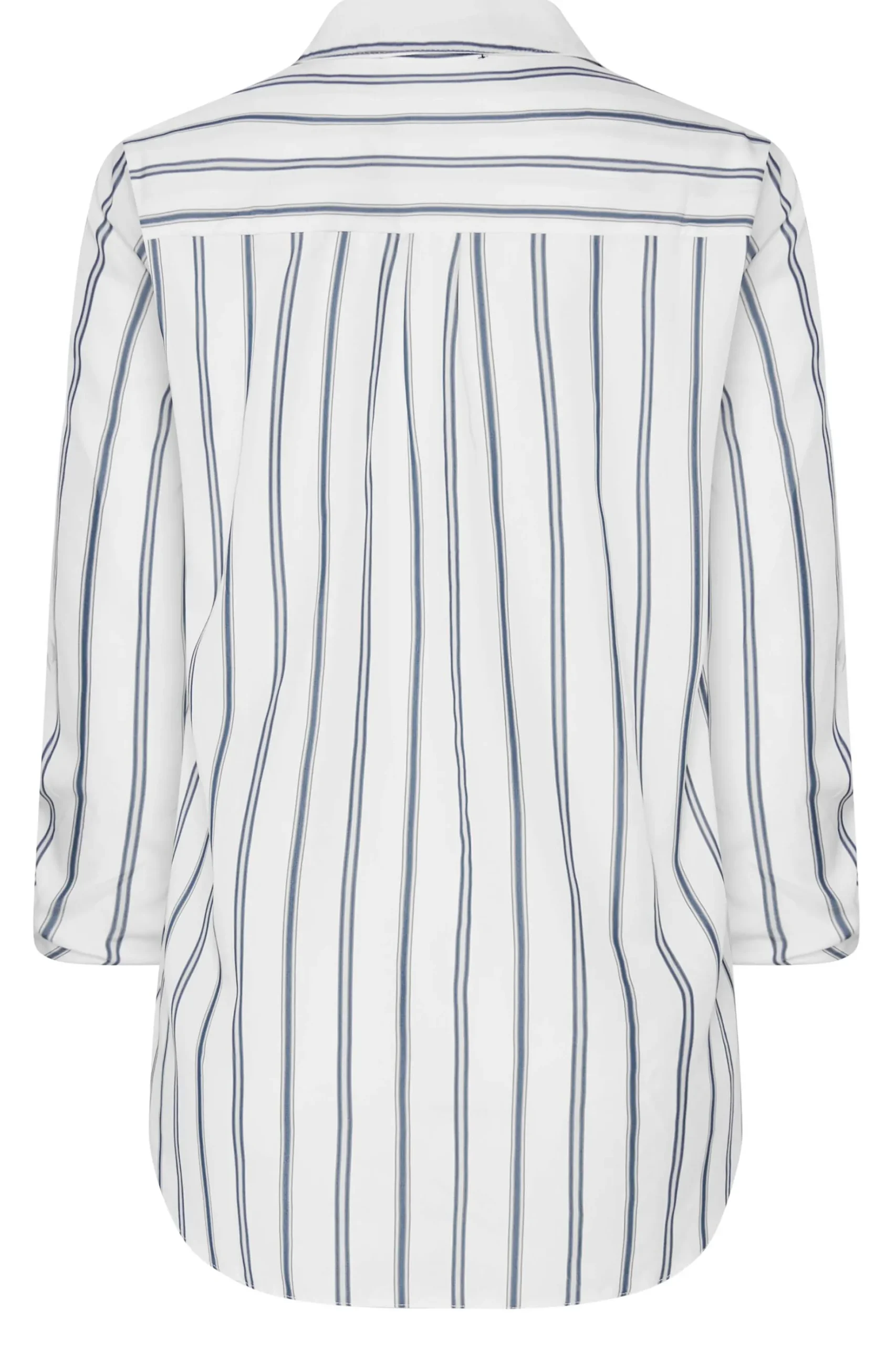 M&Co Womens M&Co White & Navy Blue Stripe Tab Sleeve Shirt