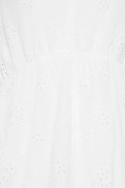M&Co Womens M&Co White Broderie V-Neck Blouse