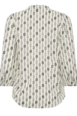 M&Co Womens M&Co White Chain Print V-Neck Blouse