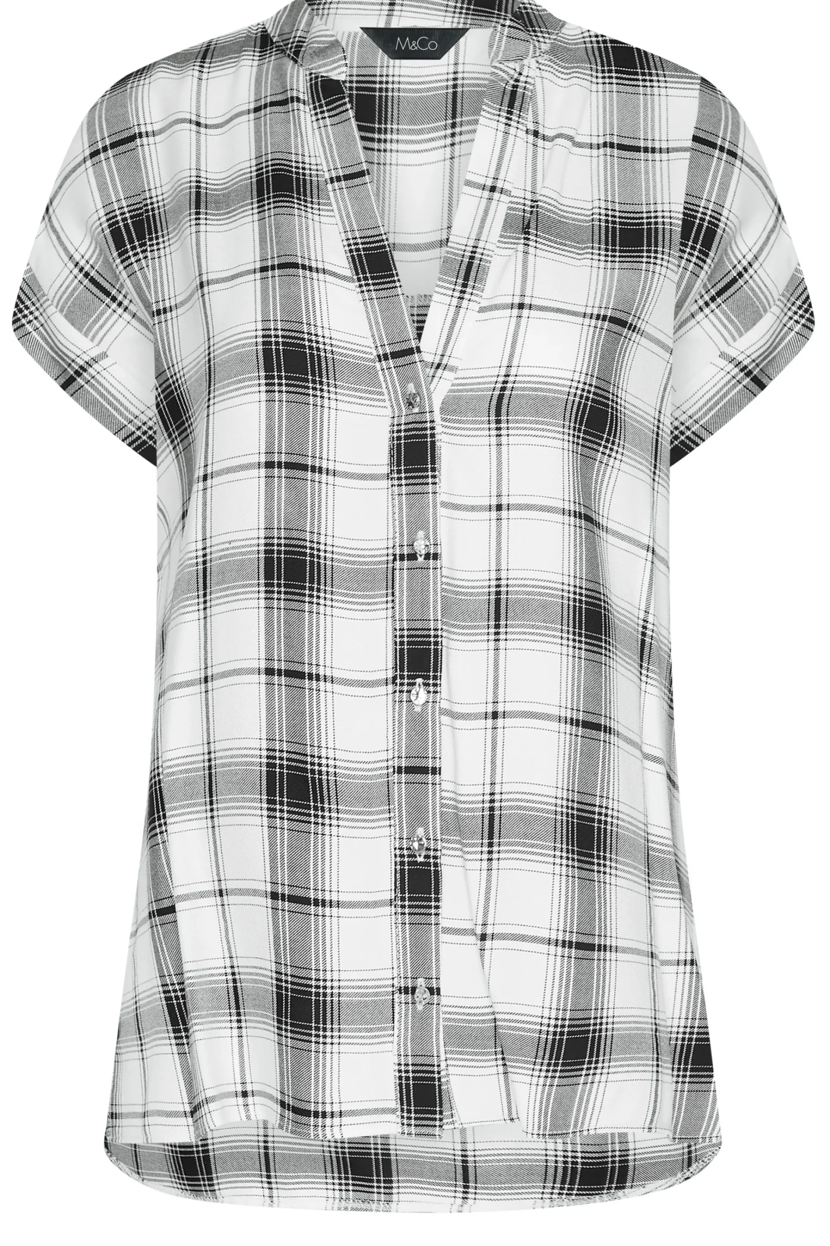 M&Co Womens M&Co White Check Short Sleeve Shirt