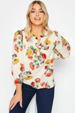 M&Co Womens M&Co White Cream Floral Print Satin Blouse