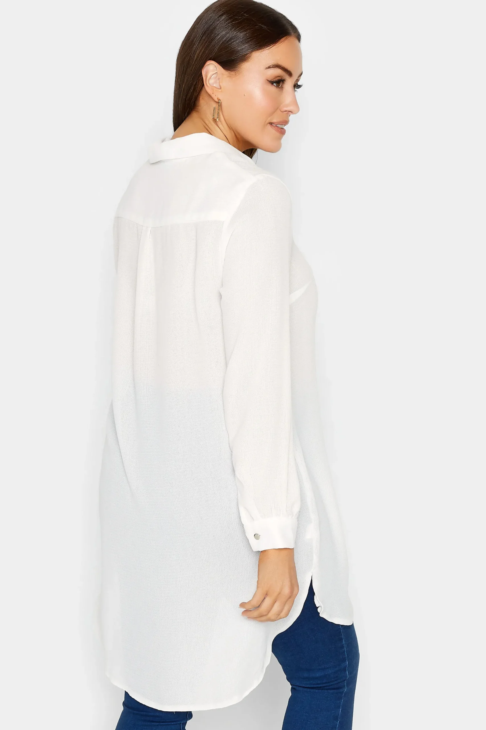 M&Co Womens M&Co White Dipped Hem Shirt