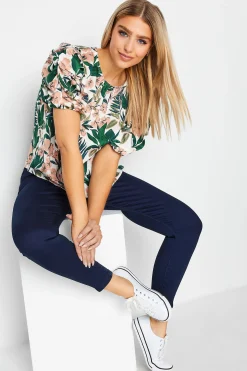 M&Co Womens M&Co White Floral Print Puff Sleeve Blouse