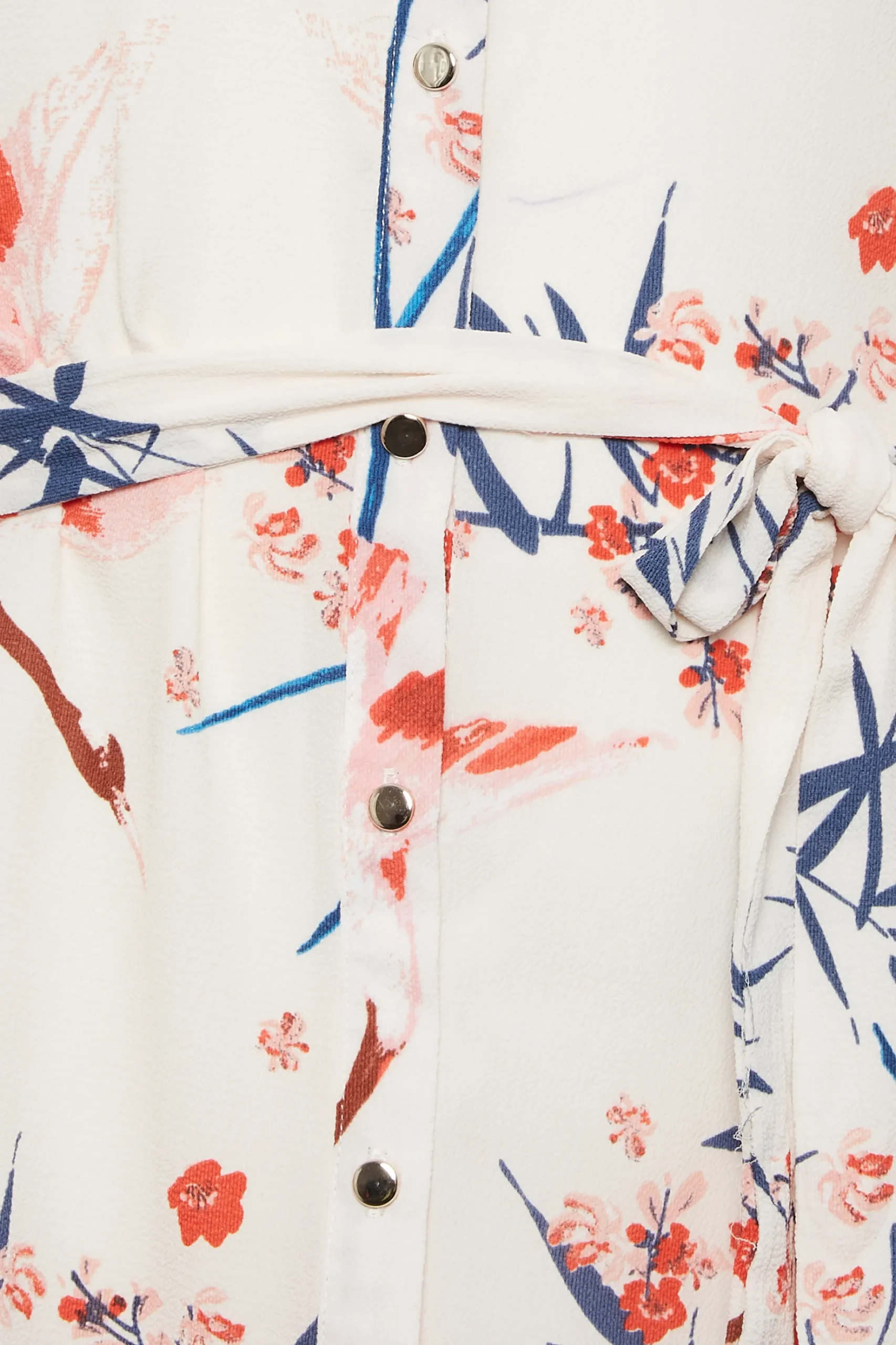 M&Co Womens M&Co White Floral Tie Waist Blouse