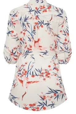 M&Co Womens M&Co White Floral Tie Waist Blouse