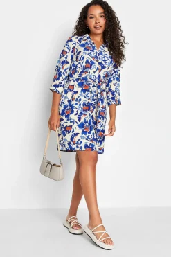 M&Co Womens M&Co White Floral Print Tie Tunic Shirt Dress