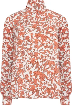 M&Co Womens M&Co White Floral Print High Neck Blouse