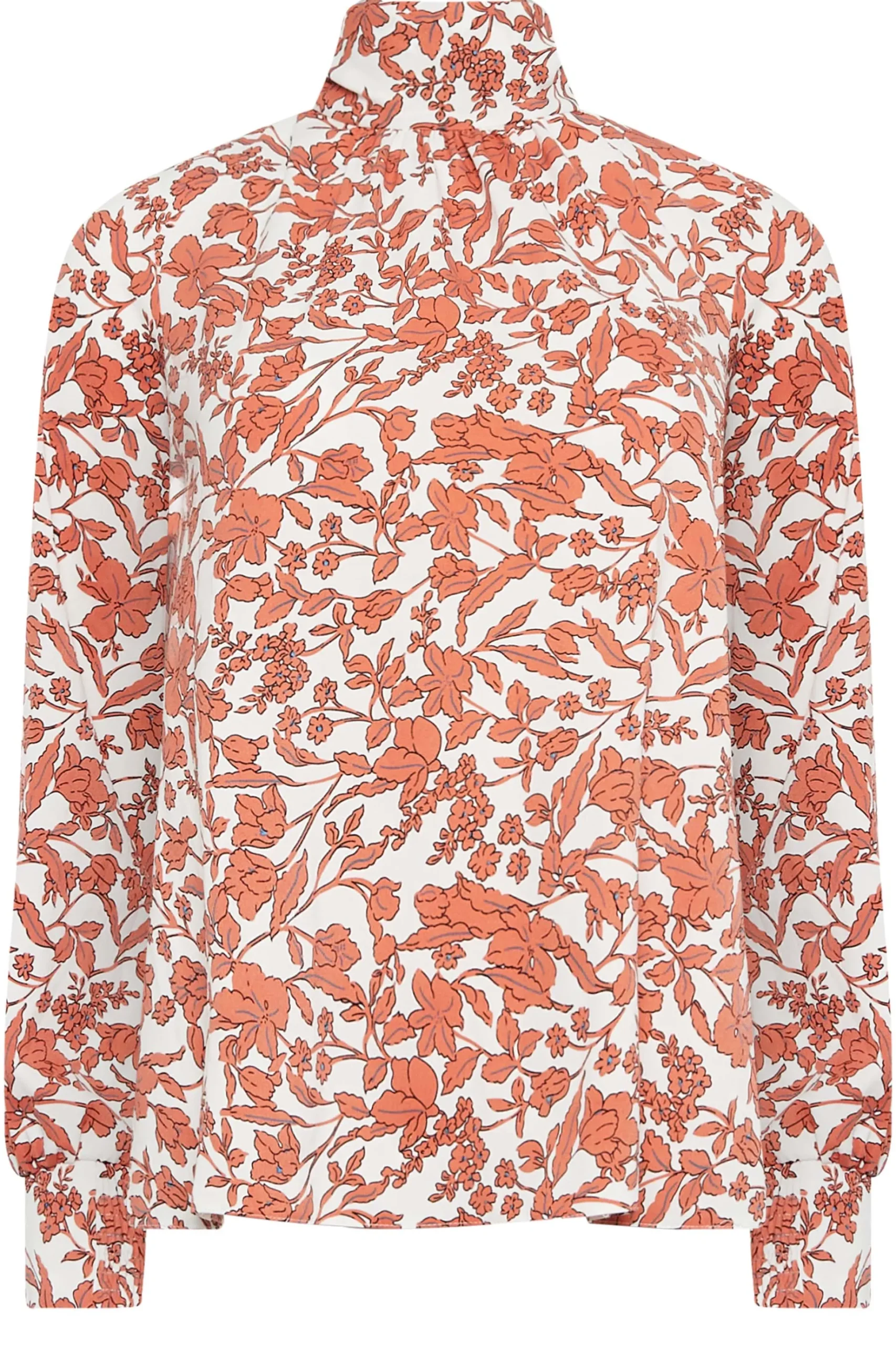 M&Co Womens M&Co White Floral Print High Neck Blouse