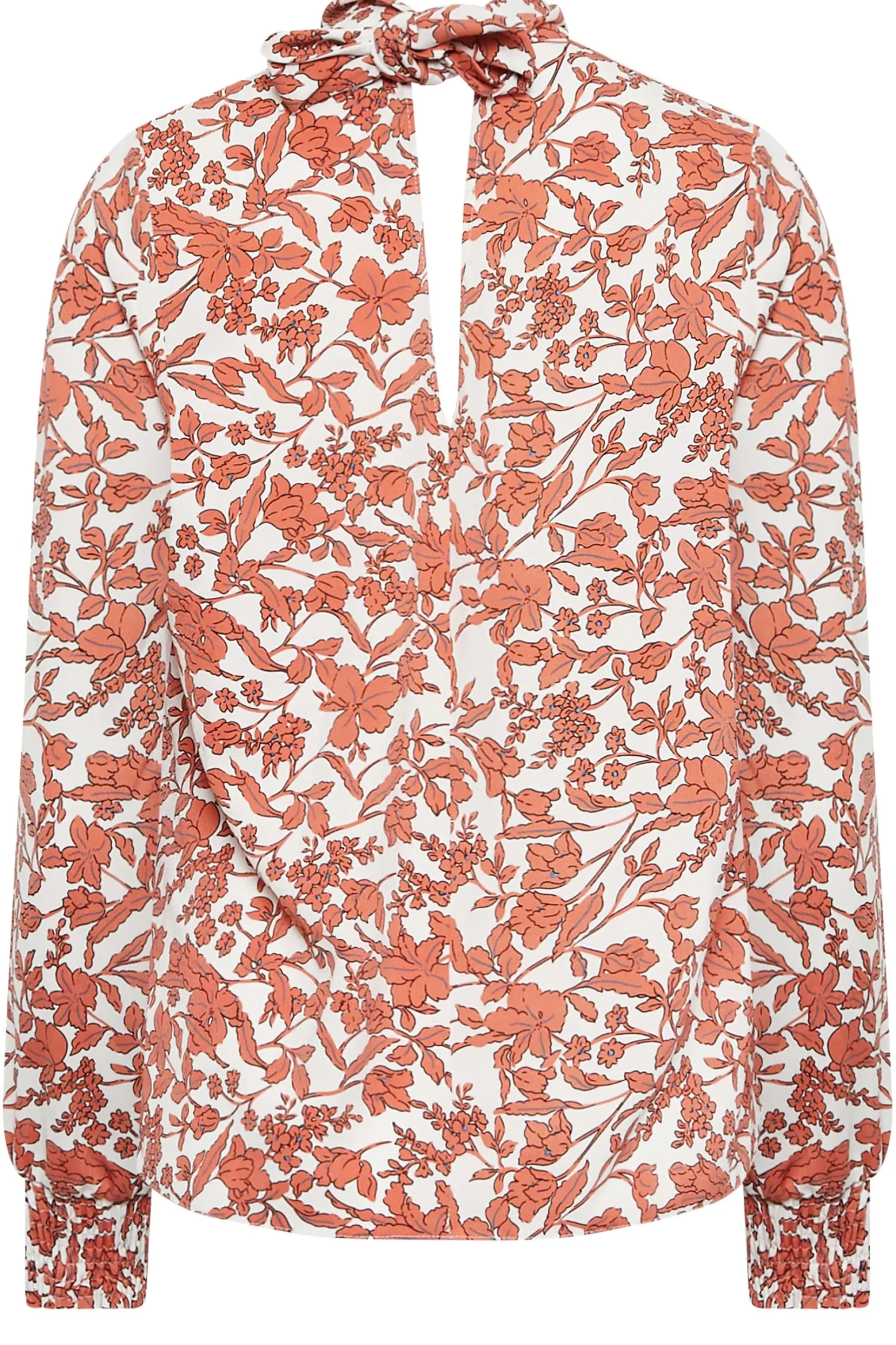 M&Co Womens M&Co White Floral Print High Neck Blouse