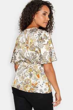 M&Co Womens M&Co White Floral Tie Back Blouse