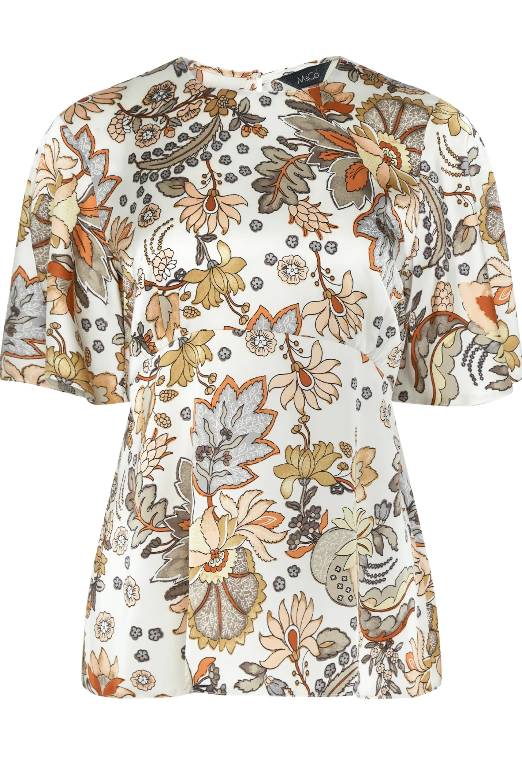 M&Co Womens M&Co White Floral Tie Back Blouse
