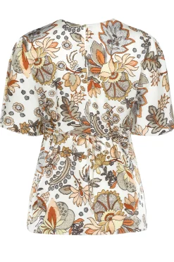 M&Co Womens M&Co White Floral Tie Back Blouse