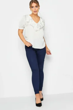 M&Co Womens M&Co White Frill Front Blouse