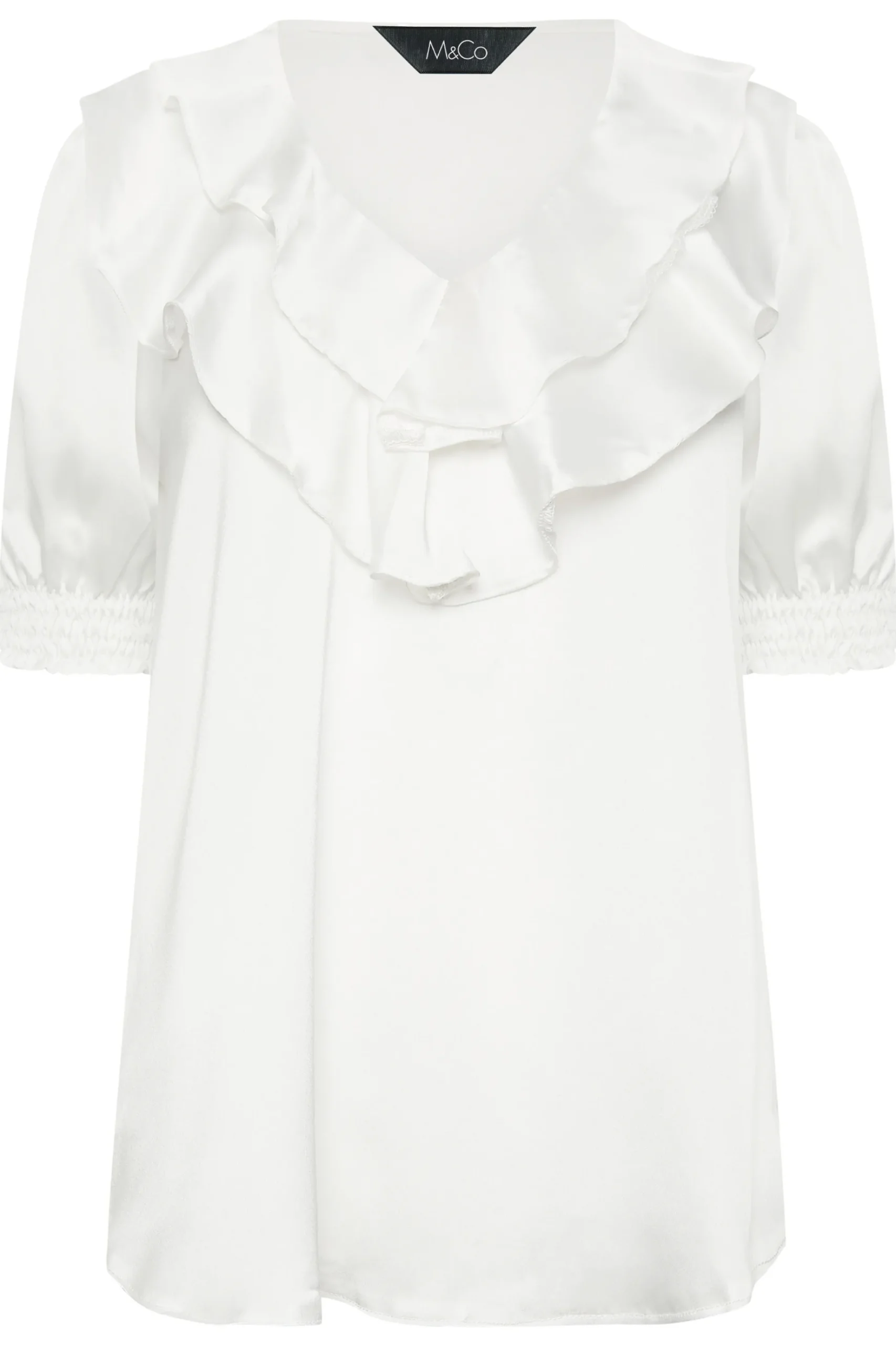 M&Co Womens M&Co White Frill Front Blouse
