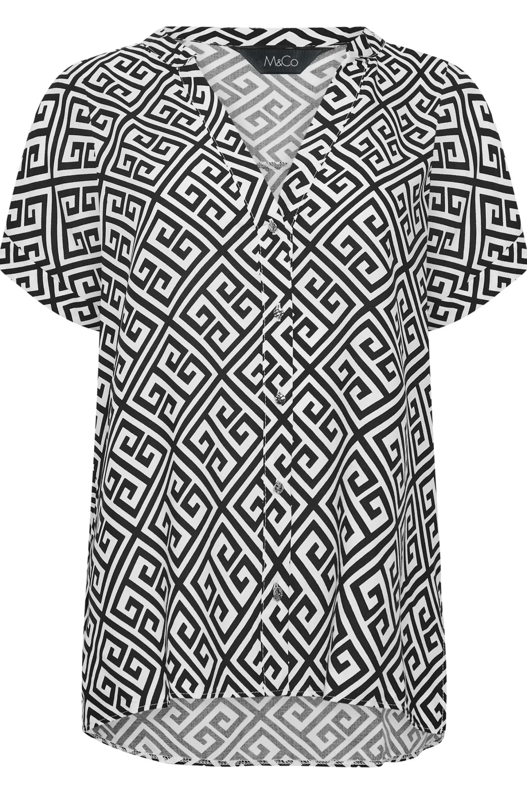 M&Co Womens M&Co White Geometric Print Shirt