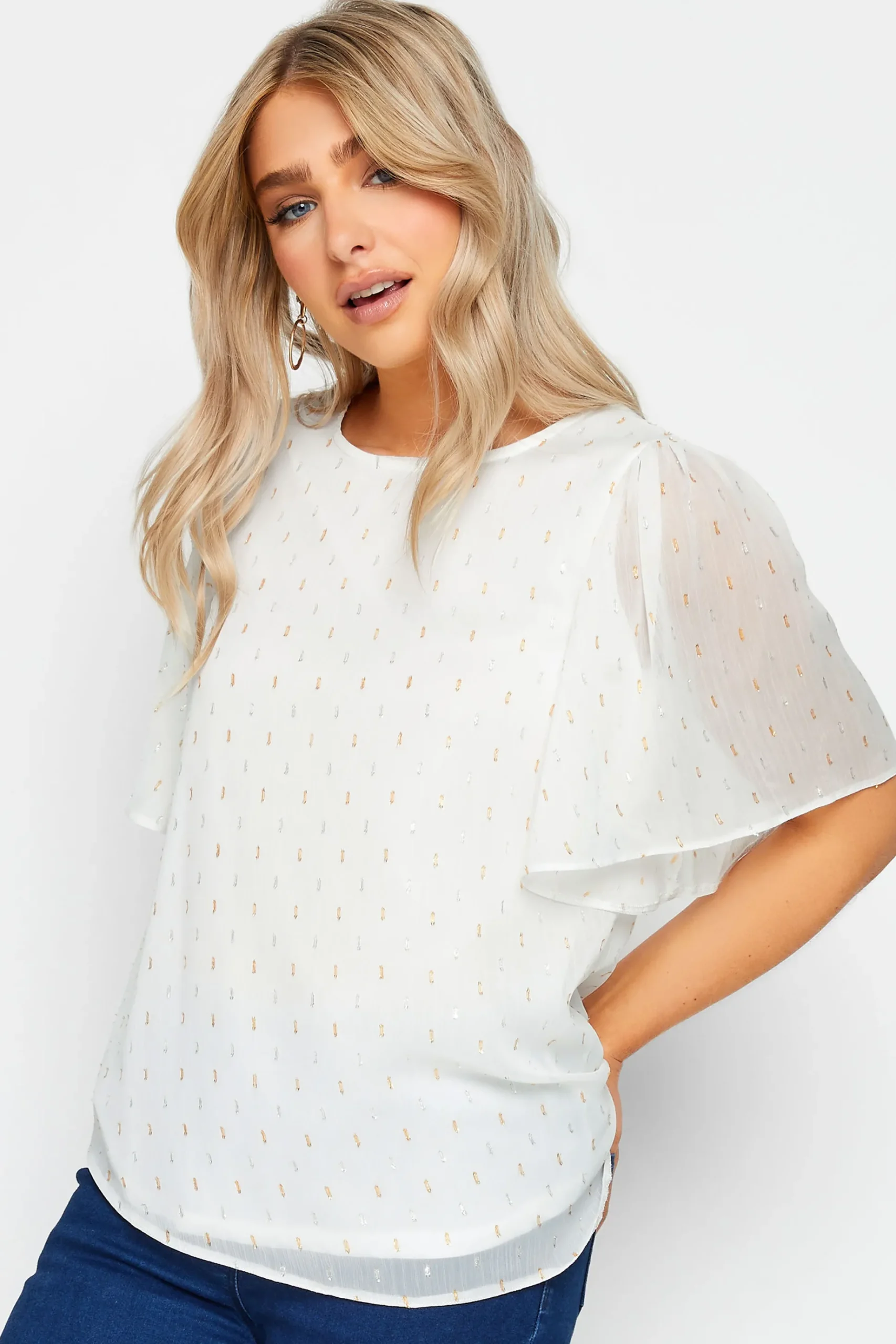 M&Co Womens M&Co White Glitter Detail Blouse