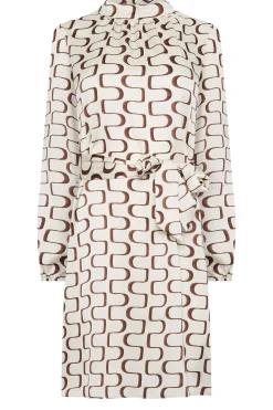 M&Co Womens M&Co White Ivory Geometric Print High Neck Tunic Blouse
