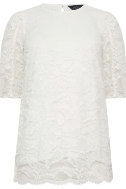 M&Co Womens M&Co White Lace Floral Blouse