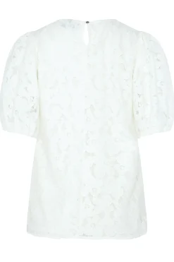 M&Co Womens M&Co White Lace Puff Sleeve Blouse