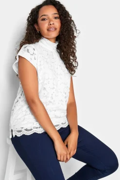 M&Co Womens M&Co White Lace Tie Back Blouse