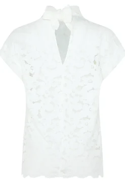M&Co Womens M&Co White Lace Tie Back Blouse