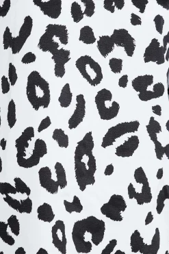 M&Co Womens M&Co White Leopard Print High Neck Satin Blouse