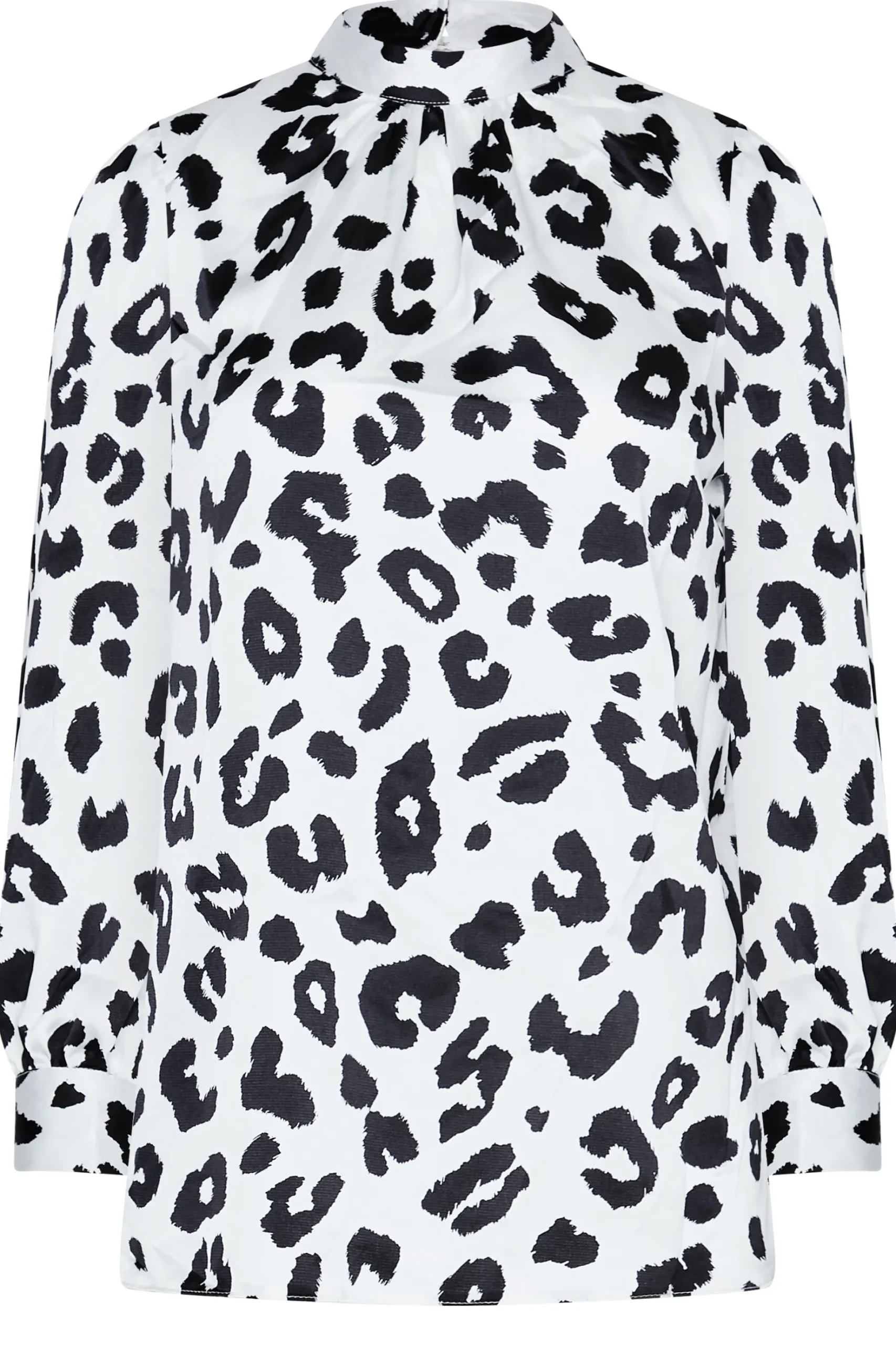 M&Co Womens M&Co White Leopard Print High Neck Satin Blouse