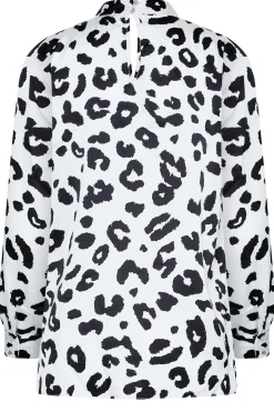 M&Co Womens M&Co White Leopard Print High Neck Satin Blouse