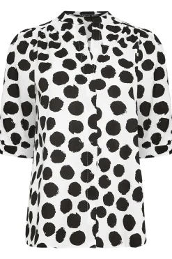 M&Co Womens M&Co White Polka Dot Puff Sleeve Shirt