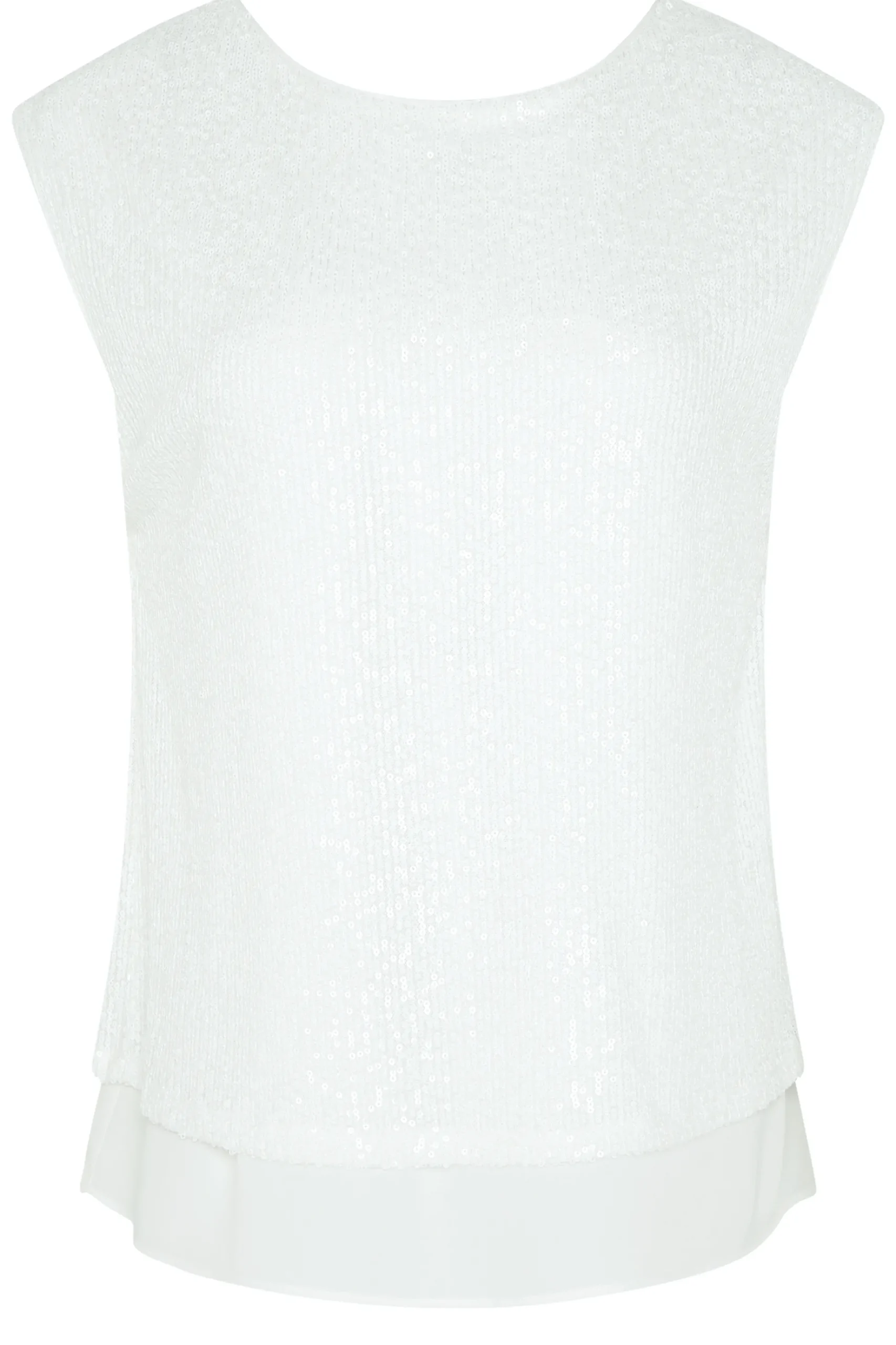 M&Co Womens M&Co White Sequin Tie Back Top