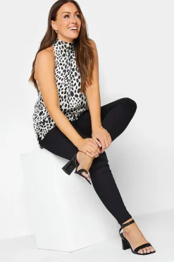 M&Co Womens M&Co White Spot Print Halter Neck Blouse