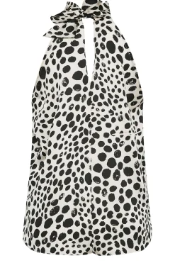 M&Co Womens M&Co White Spot Print Halter Neck Blouse
