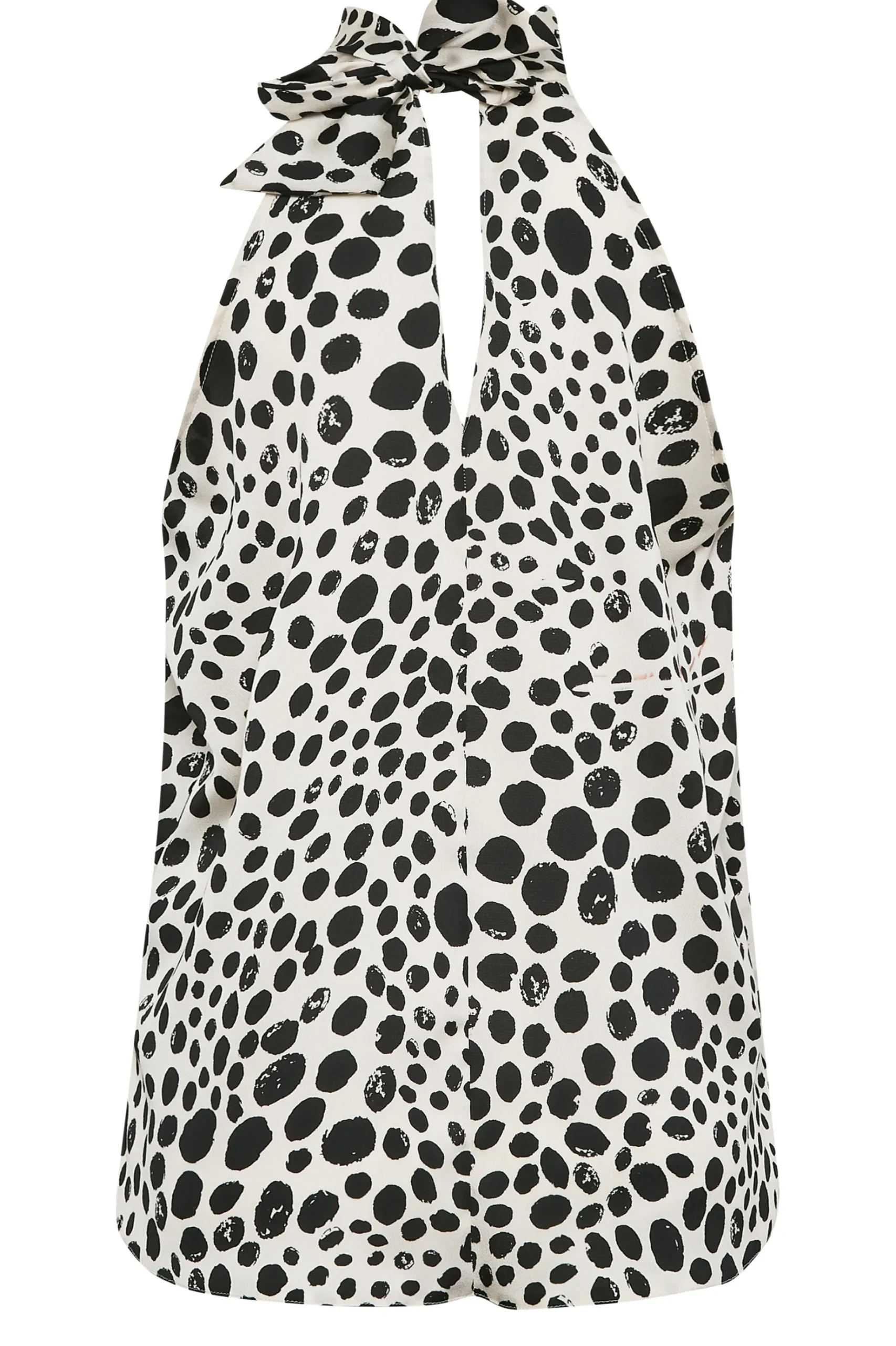 M&Co Womens M&Co White Spot Print Halter Neck Blouse