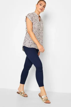 M&Co Womens M&Co White Spot Print V-Neck Blouse