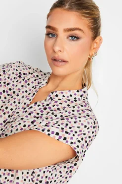 M&Co Womens M&Co White Spot Print V-Neck Blouse