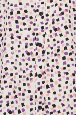M&Co Womens M&Co White Spot Print V-Neck Blouse