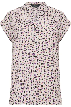 M&Co Womens M&Co White Spot Print V-Neck Blouse