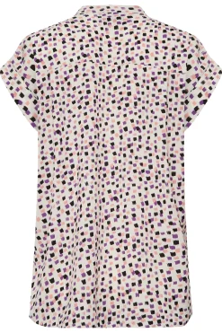 M&Co Womens M&Co White Spot Print V-Neck Blouse