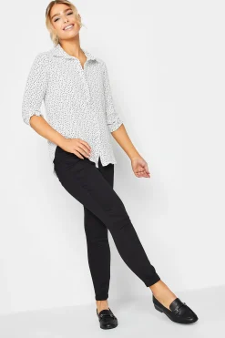 M&Co Womens M&Co White Spot Print Tab Sleeve Shirt
