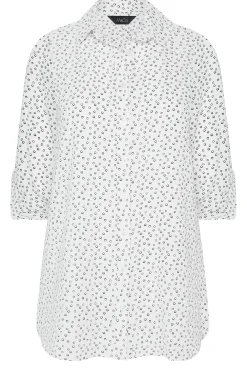 M&Co Womens M&Co White Spot Print Tab Sleeve Shirt