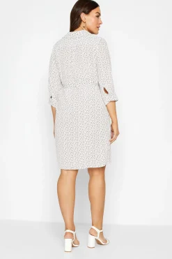 M&Co Womens M&Co White Spot Print Tie Waist Tunic Shirt Dress