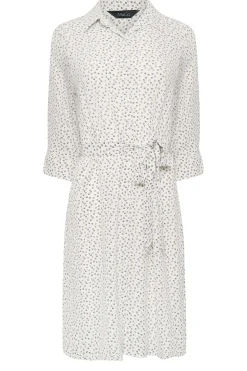 M&Co Womens M&Co White Spot Print Tie Waist Tunic Shirt Dress