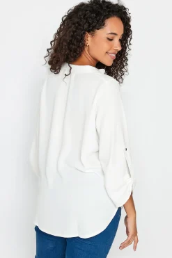 M&Co Womens M&Co White Statement Button Tab Sleeve Shirt
