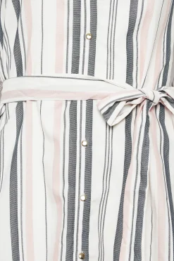 M&Co Womens M&Co White Stripe Tie Waist Blouse