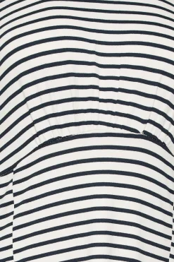 M&Co Womens M&Co White Stripe Print Angel Sleeve Split Hem Midi Dress