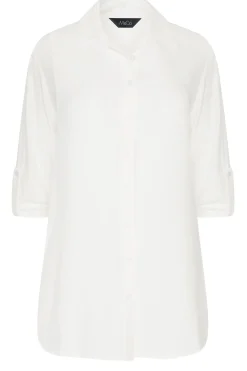 M&Co Womens M&Co White Tab Sleeve Shirt